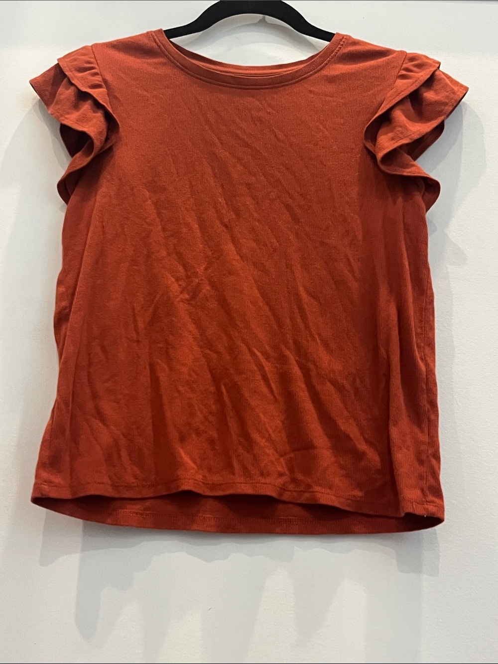 wonder nation Rust Orange Ruffle Sleeve Top